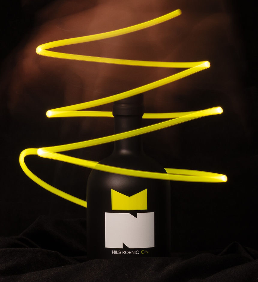 Creative product photo with light trail