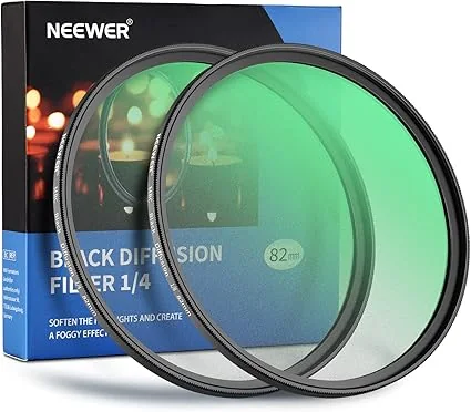 NEEWER 2 Pcs 82mm Black Diffusion Lens Filter Kit 1/4 & 1/8 Cinematic Effect